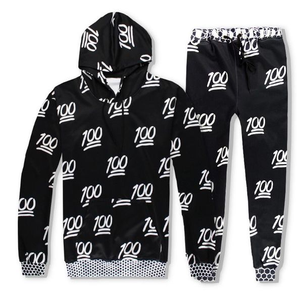 

new mens autumn winter print pullover sweatshirt pants sets sport suit tracksuit training gym fitness tracksuits running set, Gray