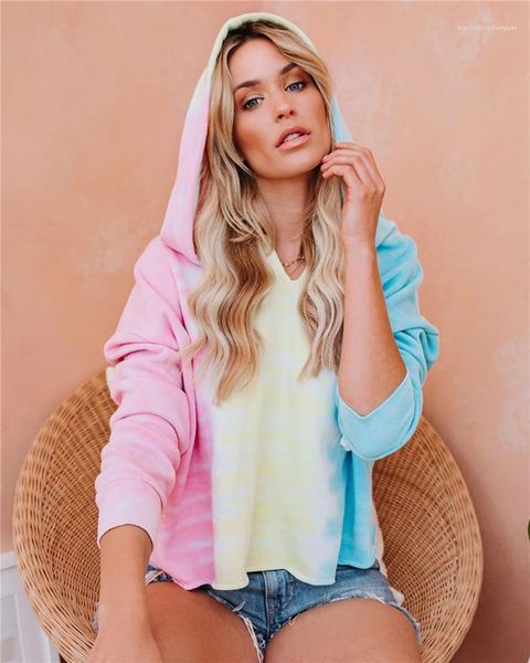 

hoodies pullover streetwear autumn spring female sweatshirt tie dye womens hoodies hooded short long sleeve casual loose womens designer, Black