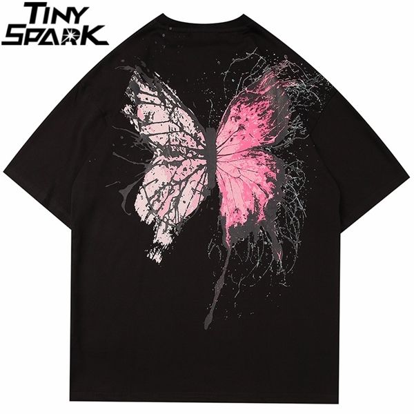 

men t shirt hip hop hipster 2020 summer short print butterfly tshirt harajuku t-shirt sleeve tees cotton cracked streetwear 0924 hrphp