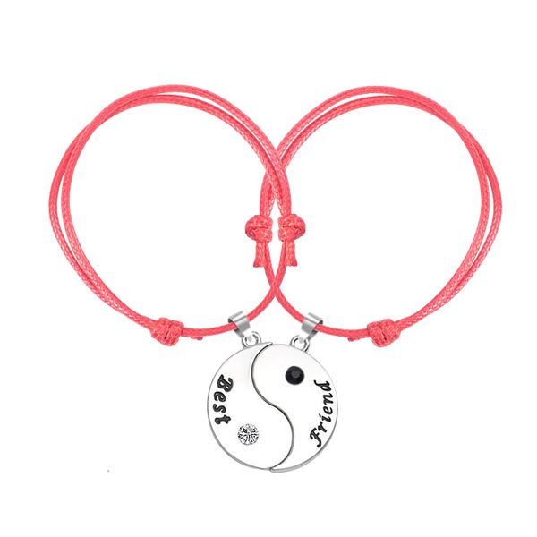 

diy multicolor leather bracelet friend for women men yin yang taiji pendant adjustable charm jewelry gift dropshipping 2020, Black