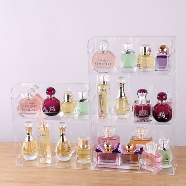 

acrylic perfume holder jewelry organizer makeup display stand coemetics storage case perfume display box mx200810, Black;white
