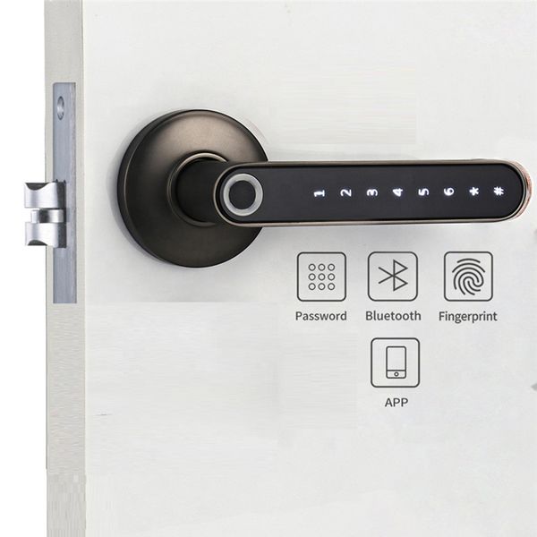 

smart lock digital phone app bluetooth door dynamic code unlock log wooden handle