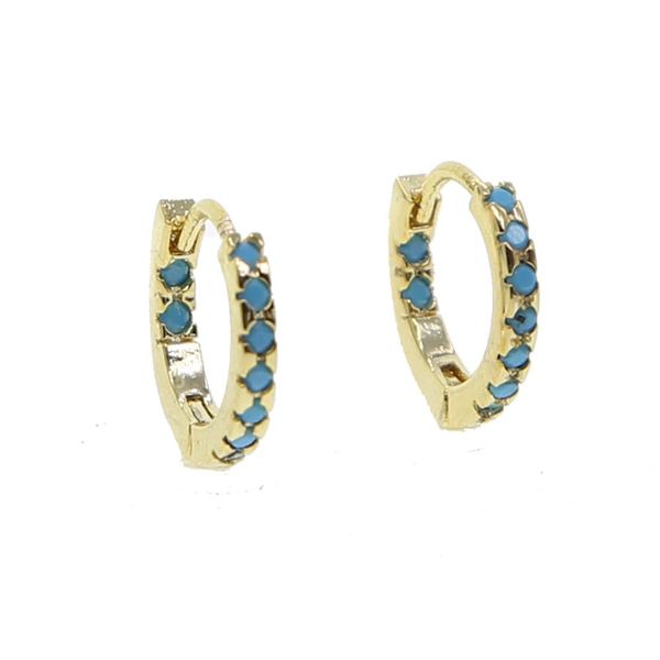

small hoop earrings for women fashion bridal blue turquoises round earrings engraved 925 silver aretes wedding gem earing 2018, Golden;silver