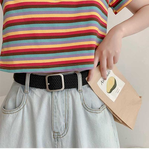 

korea ulzzang sweet couple canvas summer new female fun casual vintage ins cute fashion large size solid color new belt, Black;brown