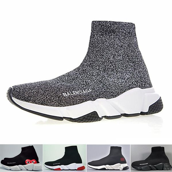 

2019 designers socks shoes fashion men women sneakers speed trainer black white blue pink glitter mens trainers casual shoe runner afthx