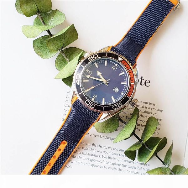 

fashion mens quartz watch with colorful rubber 12 hour mark engraved watch tourbillon planet ocean wristwatch with day date 44mm size watch, Slivery;brown