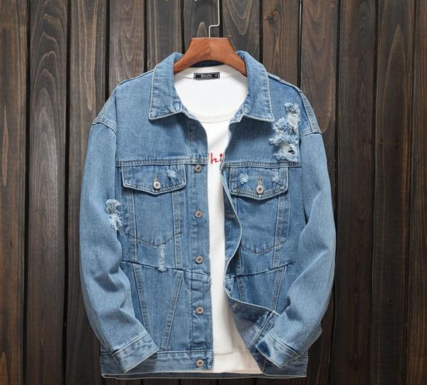 

2019 men's new fashion autumn winter casual denim letter jacket long sleeve men's retro denim jacket streetwear 8.28, Black;brown