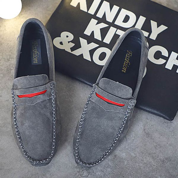 

2020 shallow mouth mens shoes flat bottom leather soft student casual men's peas shoes driving moccasin soft non-slip loafers, Black