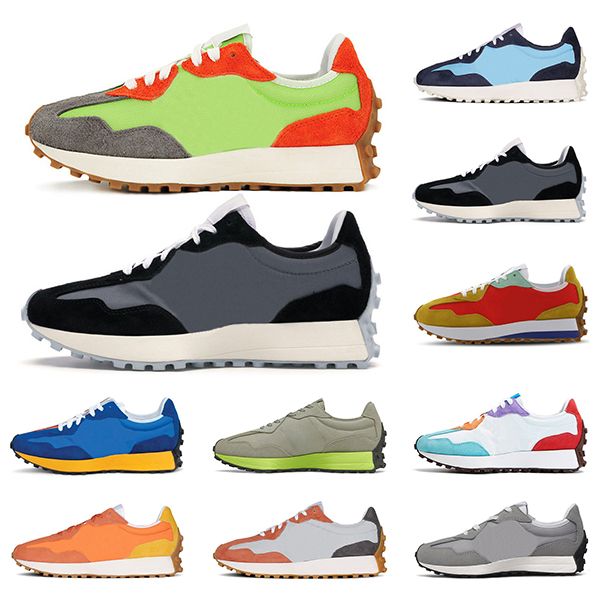 

new 327 mens sneakers running shoes des chaussures lime green black pride neon brown grey womens trainers sports size 36-44