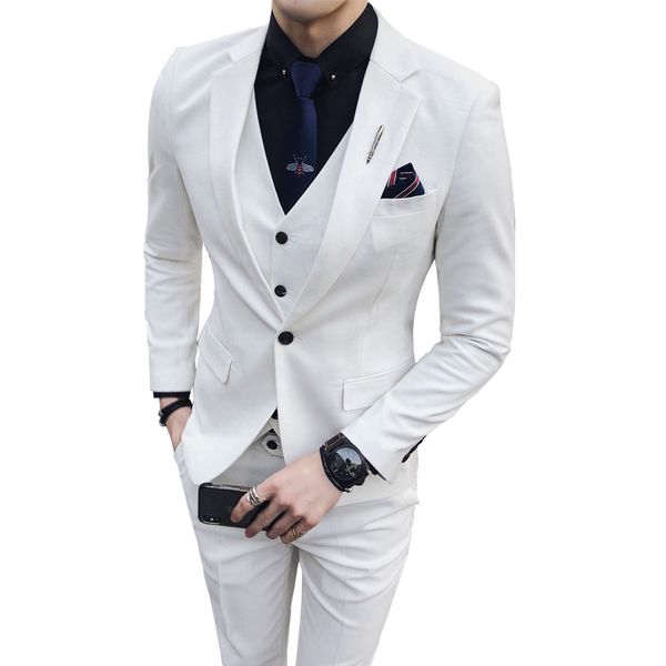 

menthree-piece set ( suit jacket and vest and pant ) business banquet mens suits with pants waistcoat asian size s - xxxl, White;black