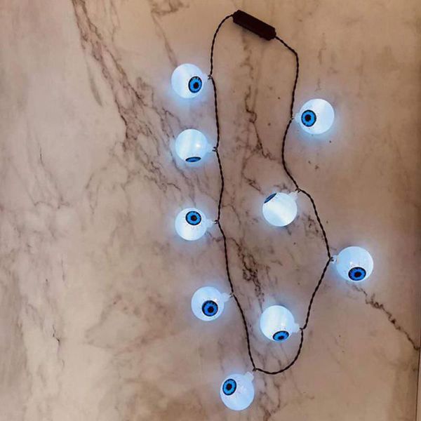 

2pcs halloween led necklace lamp smiling face pumpkin string lights ghost-eye neck chain with light, Silver