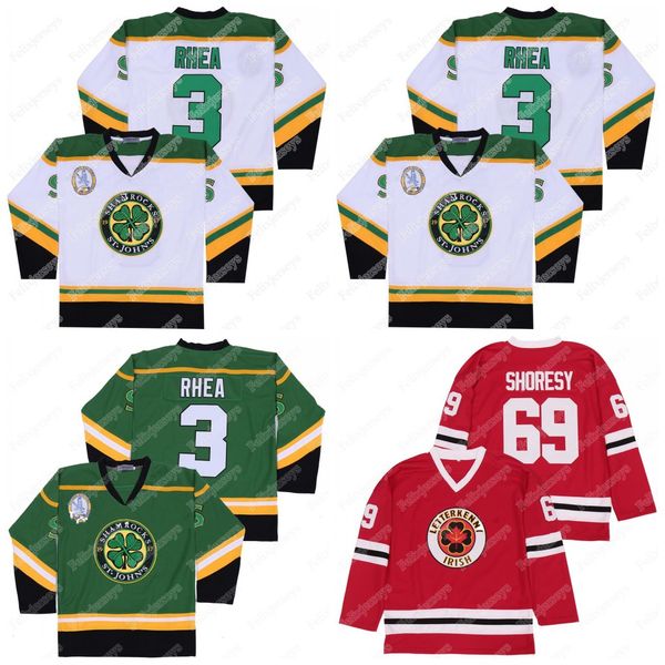 

#69 shoresy letterkenny irish tv series the boss rhea goon movie st john's shamrocks green white red hockey jerseys size m-xxxl, Black;red