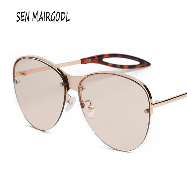 

brand transparent frame design fashion women men glasses personalized vintage gray sunglasses sun half oval green 2020 mirror xaciq, White;black