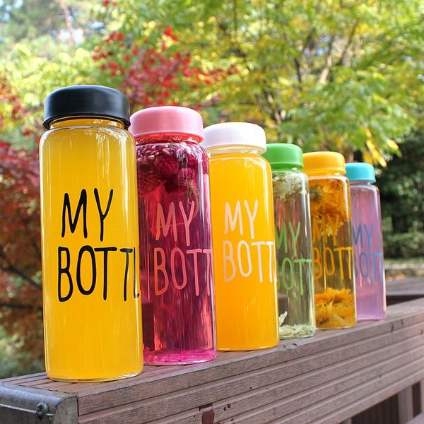 

creative lemon water bottle 500 ml portable clear frosted glass bottle sports bicycle travel fruit juice water cup drinkware vt1489