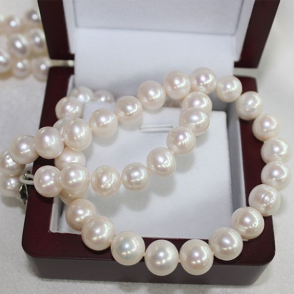 

fine jewelry natural fresh water pearl big 11-12mm necklace send mother super beauty super low price 18inch 925 silver clasp