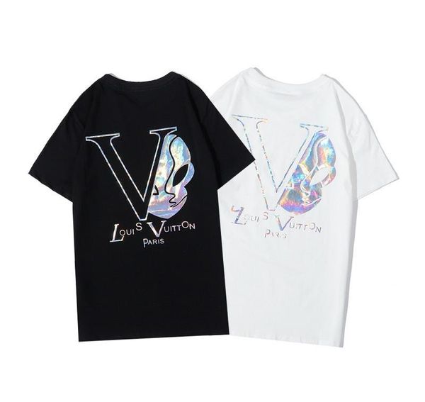 

2020 new designer short-sleeved shirts men's street t-shirts letters reflective sequins trendy men women t-shirts fashion clothing t-sh, White;black