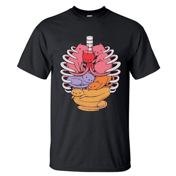 

anatomia anatomy medicine alien pure cotton cat print men short sleeve anatomicat cat skeleton funny t shirt t-shirts