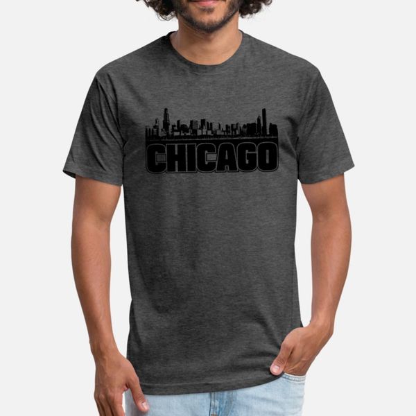 

chicago skyline t shirt men personalized tee shirt crew neck crazy comical summer pattern shirt