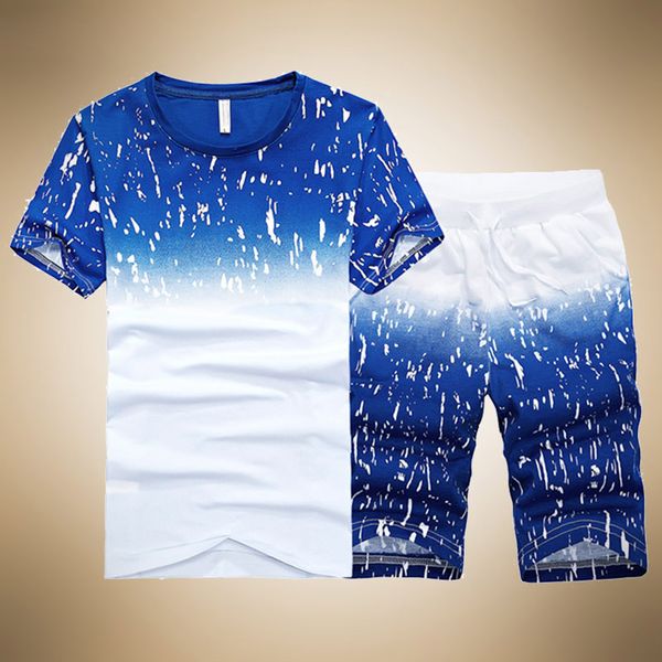 

summer tracksuit male 2020 men clothing sportswear set fitness casual print mens shorts + t shirt 2 pieces sets plus size 4xl, Gray