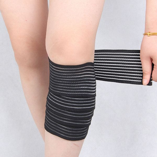 

1 pcs elastic bandage leg compression calf knee support strap wraps band brace basketball fild events sports protector, Black;gray
