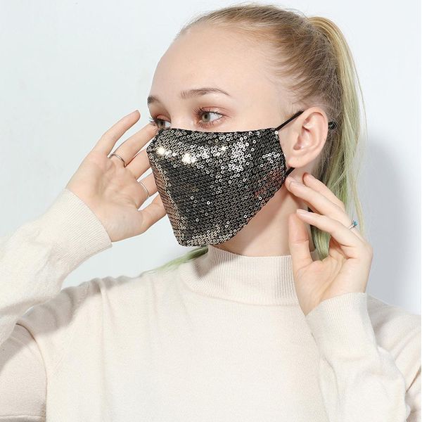 

half bling-bling anti face dust face washable glitter party sequin mask reusable for mask cover cotton pm2.5 mouth-muffle fashion ce2007 ka
