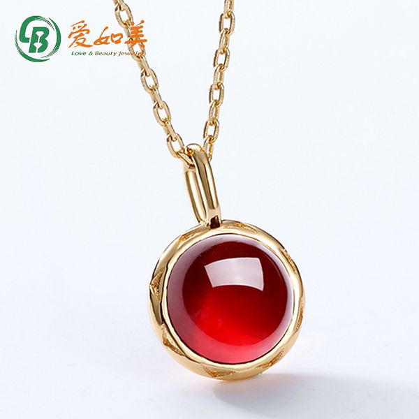 

s925 silver-plated 9k gold simple wind natural mosanbi garnet pendant, Black