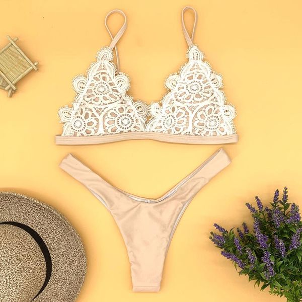 

women's swimwear solid swimming suit for women lace swimsuit 2021 bathing sling may thong bathers maillot de bain femme, White;black