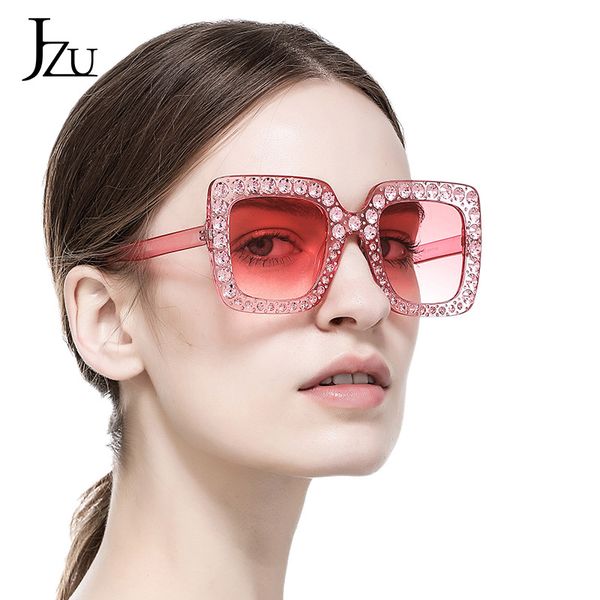 

oversized square ladies sunglasses rhinestone sunglasses fashion big frame retro vintage crystal women uv4, White;black
