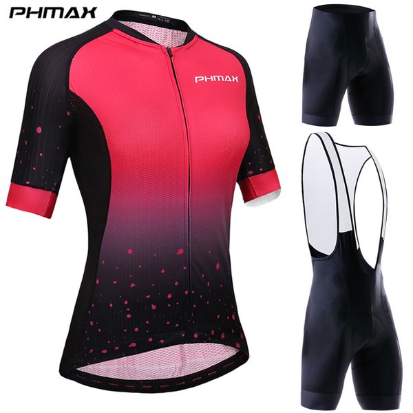 

racing sets phmax breathable short sleeve cycling jersey set women clothing clothes quick-dry mtb bike, Black;blue