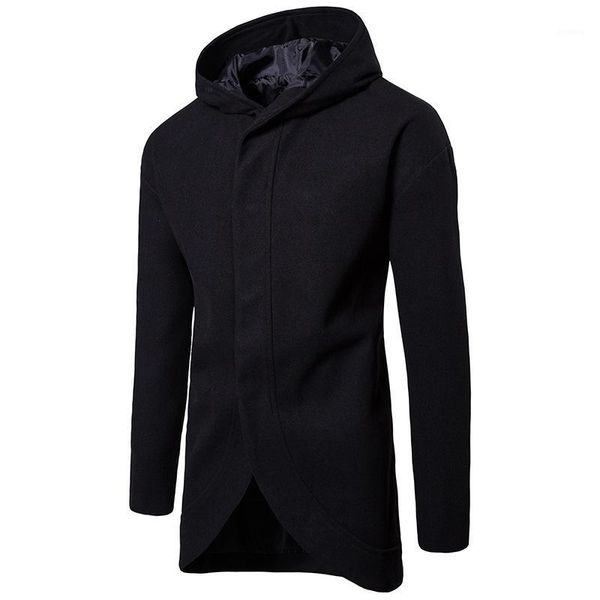 

color trench coats long style skinny mens zipper coat lapel neck casual hooded males apparel mens designer solid, Tan;black