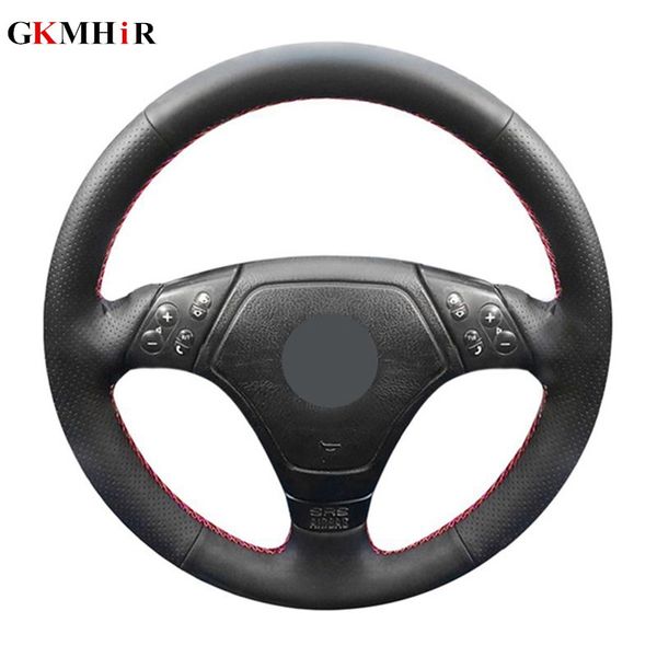 

gkmhir diy black steering wheel cover hand-stitched artificial leather car steering wheel cover for e36 e46 e39