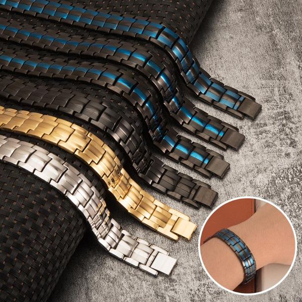 

link, chain vinterly black bracelet men hand energy health germanium magnetic stainless steel bracelets for women
