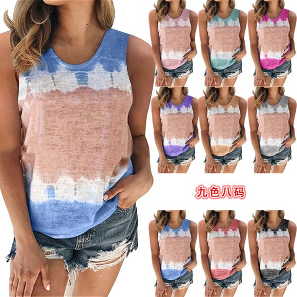 

2020 новый жаркий летний случайный шею печать топ жилет женщин месте, White;black