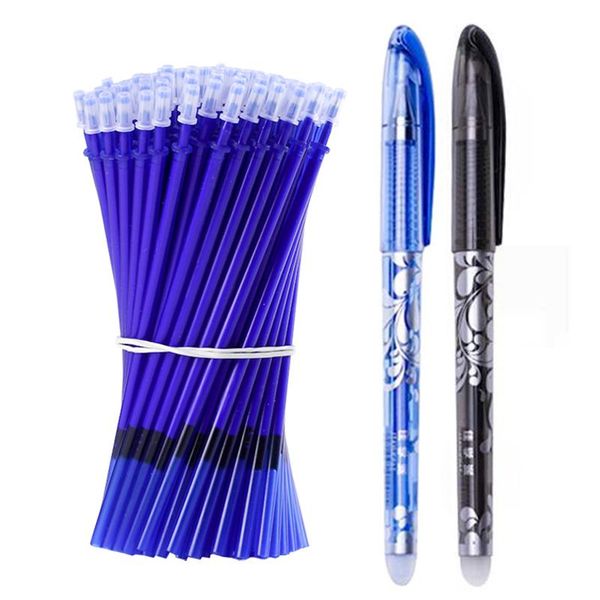 

school blue pen rod refill stationery handle 05mm black 53pcs set lot ink office washable writing erasable mwtos xhhair, Blue;orange
