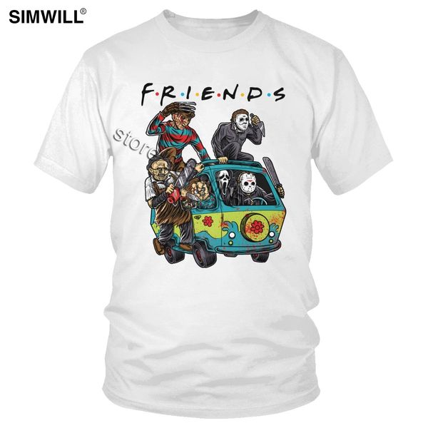 

novelty horror friends tv show tshirt short sleeve pennywise tee michael myers jason t shirt cotton voorhees halloween t-shirt