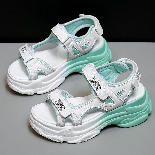 

women sandals casual shoes thick bottom round head ladies 2020 fashion platform shoes women's beach summer sandals, Black