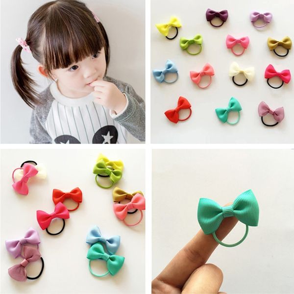 

10pcs/lot colorful baby girl elastic hair bands ribbon bows hairband kids hair rope accessories headwear, Slivery;white