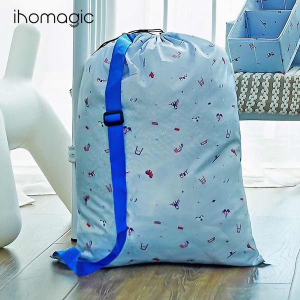 

household goods childrens fun series dirty clothes bag fabric pu coated buggy bag small size in blue color printing childrens drawstring poc
