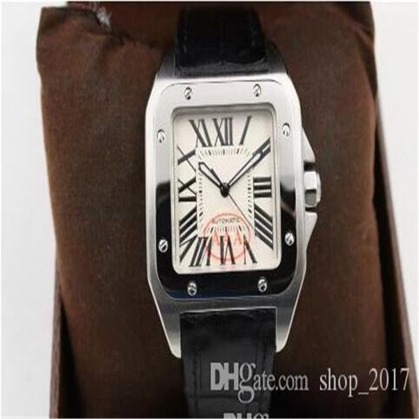 

xx new brand sport luxury quality 100 xl black men date automatic mechanical watch men watches sports 40mm leather belt original clasp, Slivery;brown