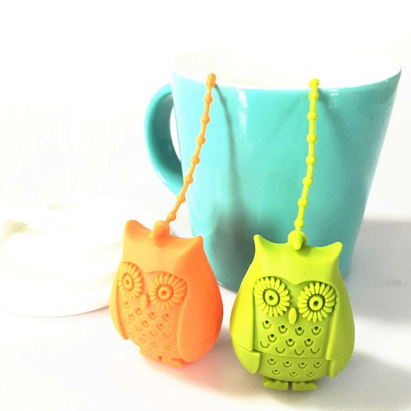 

cute owl tea strainer tea bags food grade silicone loose-leaf tea infuser filter diffuser fun accessories filtre de gel de silice