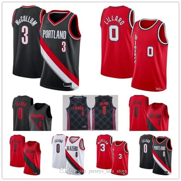 

men s trail jersey damian 0 lillard cj c.j. mccollum 3 finished throwback stitched basketball jerseys, Black;red