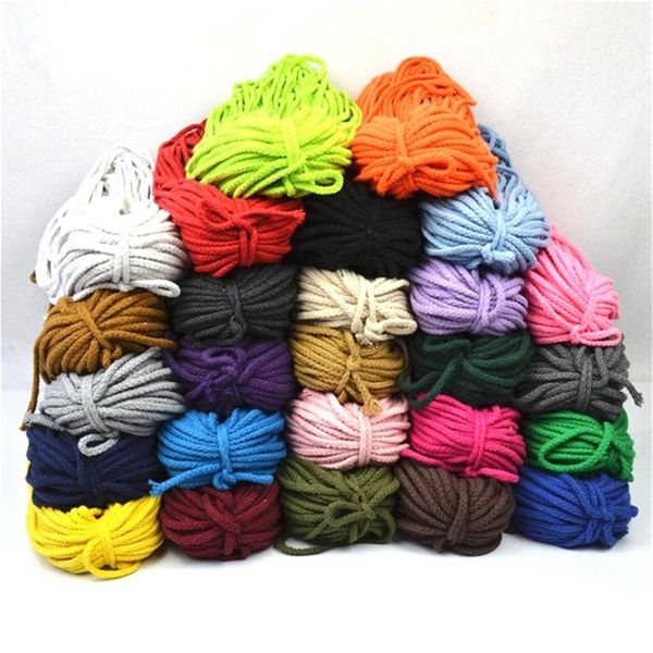 

colorful cotton cord natural beige twisted cord rope craft macrame string diy home decorative braided material 5mm*100yard, Black;white