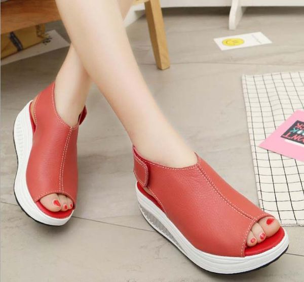 

fashion women sandals summer flats real leather platform rsandals flats shoes slide slipper sandals ladies beach shoes shoe09 p41, Black