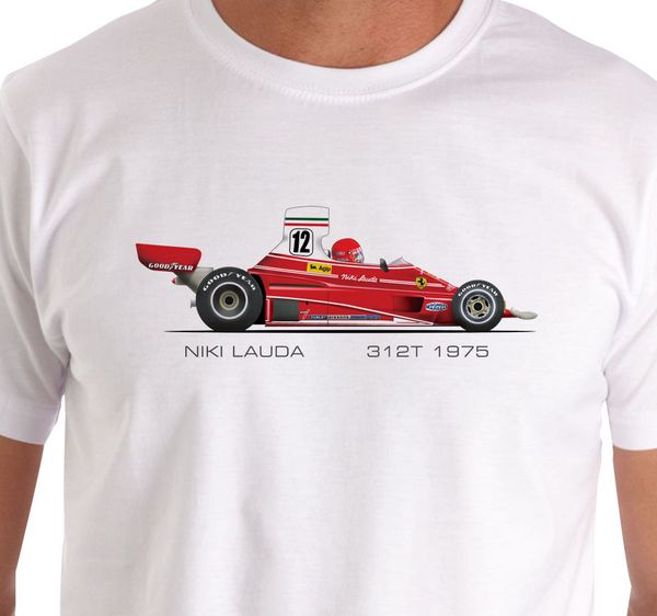 

2020 100% raceart - niki lauda 1975 312t grand prix car t-shirt summer style tee shirt