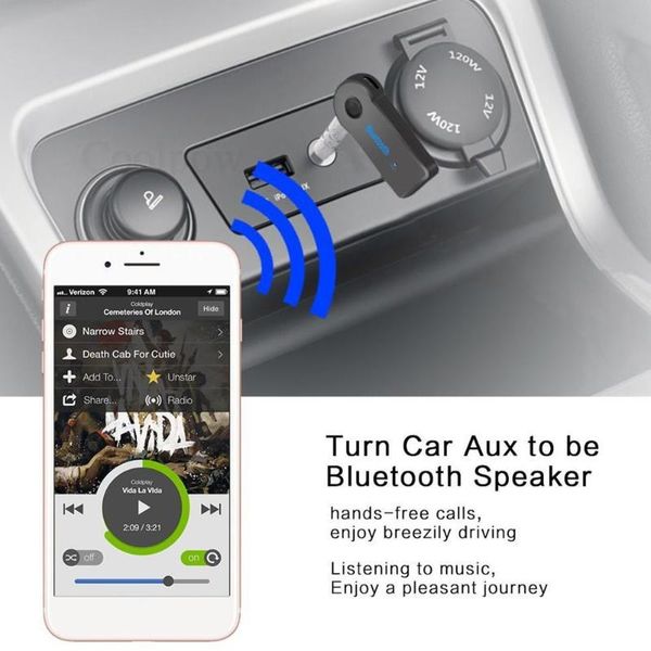 Bluetooth Car Kit Aux Audio Receiver Adapter Stereo Musik Receiver Hands Wireless mit Mic2390