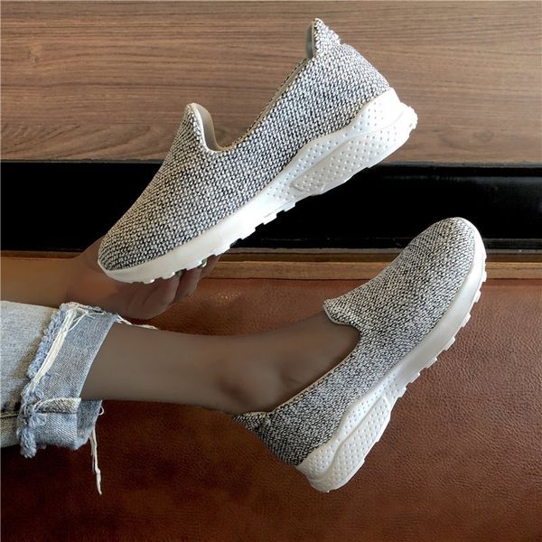 

spring sock women sneakers breathable mesh shoes women slip on socks flats footwear platform shoes plus size 36-43, Black