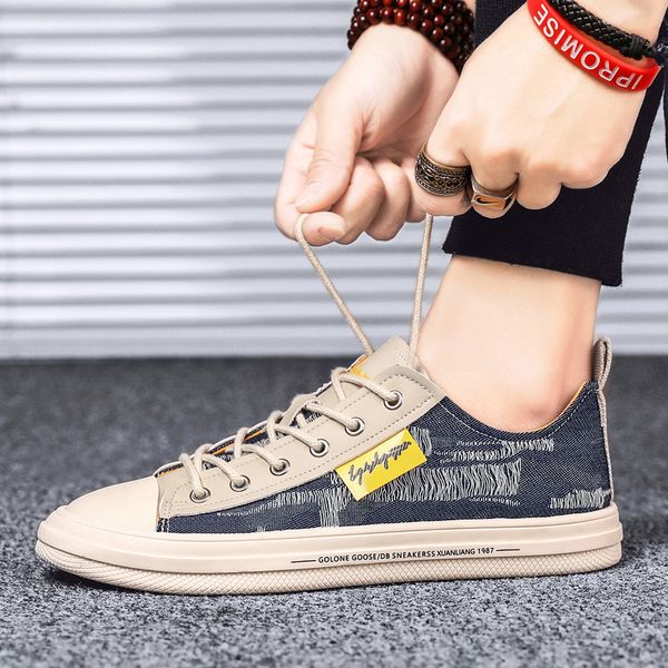 

2020 fashion explosion 39-44 denim lace-up sneakers casual sports shoes, Black