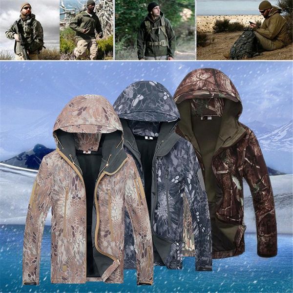 

outdoors softshell waterproof camouflage winter jacket warm trench camouflage tactical bomber army korean parka, Blue;black