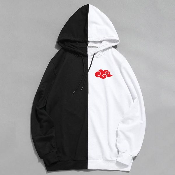 

new arrivals anime clothes akatsuki badge double color printing hoodies hip hop pullover sweatshirt, Black