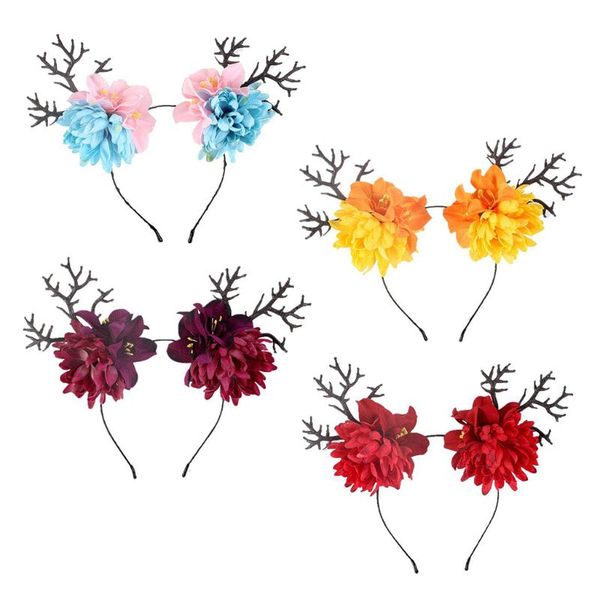 

christmas fairy simuation daisy flower headband antlers tree branches hair hoop